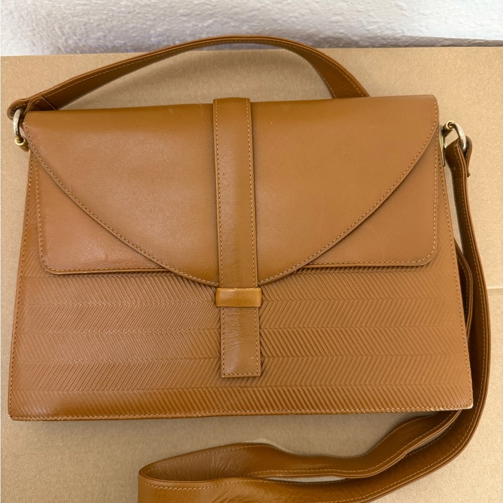 vintage brown leather shoulder crossbody bag Gallery Originals Sophisticated - Picture 2 of 15